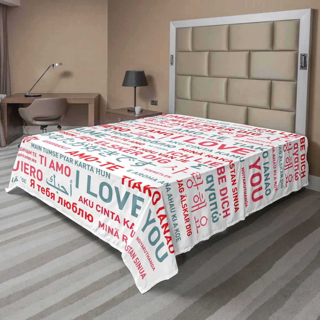 Drap de dessus ABAKUHAUS avec messages d'amour multilingues 275x260 cm