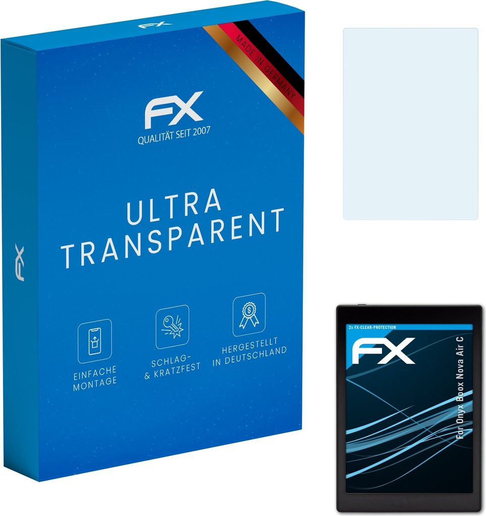 atFoliX FX-Clear 2x Schutzfolie kompatibel mit Onyx Boox Nova Air C Displayschutzfolie