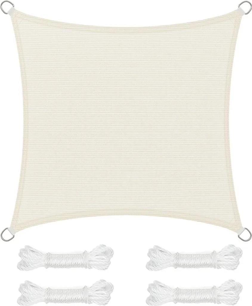 Voile de protection solaire HDPE 4x4m avec bords renforcés et anti-UV