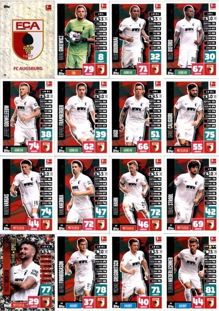 Topps Match Attax - 2020/21 - Mannschaftspaket - FC Augsburg