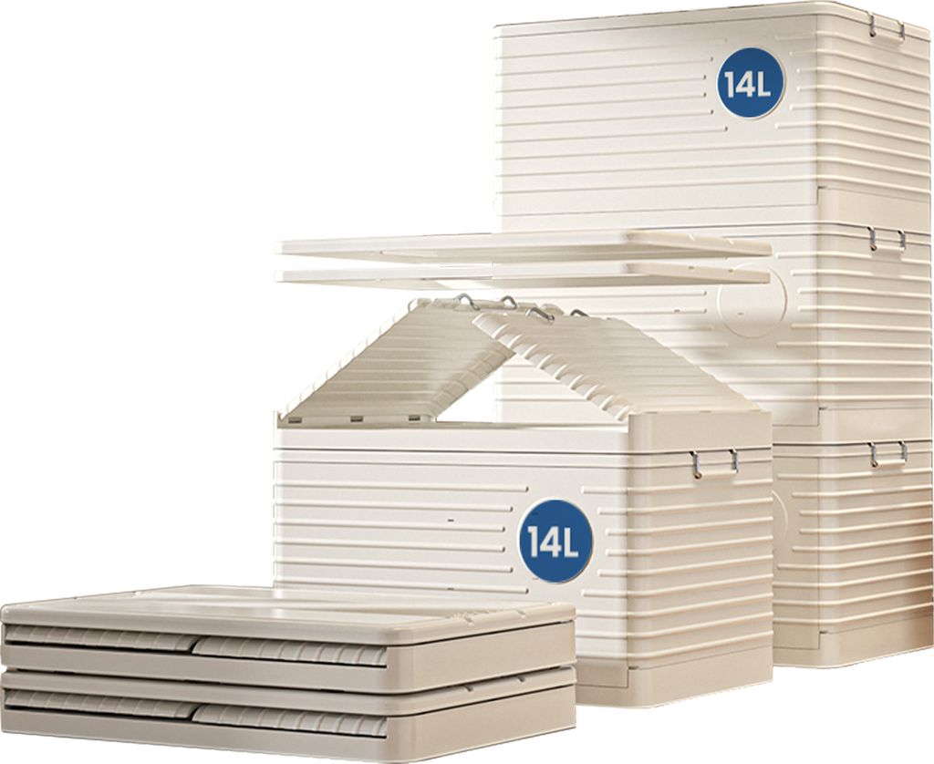 Heikoeco Faltbare Plastikbox mit Deckel groß, Stapelbare Boxen Aufbewahrung auf Rollen, Staubschutz, Robuste Schnappverschlüsse (14L)