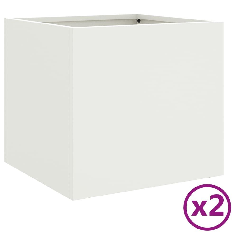 Pflanzkübel 2 Stk. Weiß 32x30x29 cm Stahl