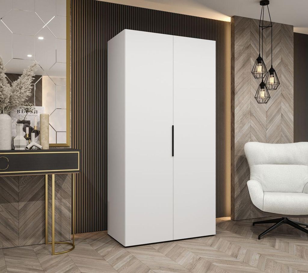 Kleiderschrank 100 cm TUANA - weiß/schwarz
