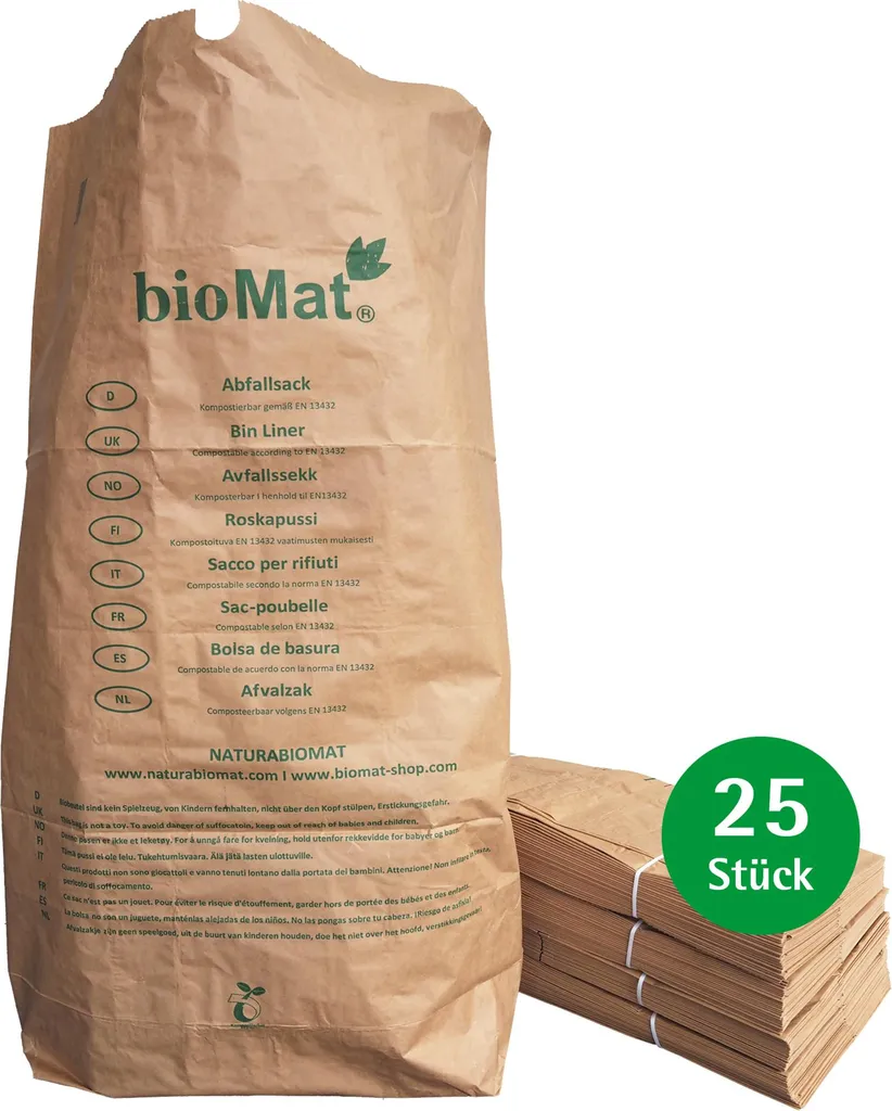 Sacs poubelle en papier 120l bioMat pour déchets organiques et verts