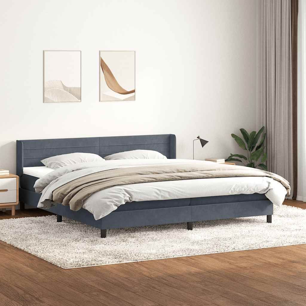 Möbel Boxspringbett mit Matratze Dunkelgrau 180x220 cm Samt - Klassische Betten 3318250