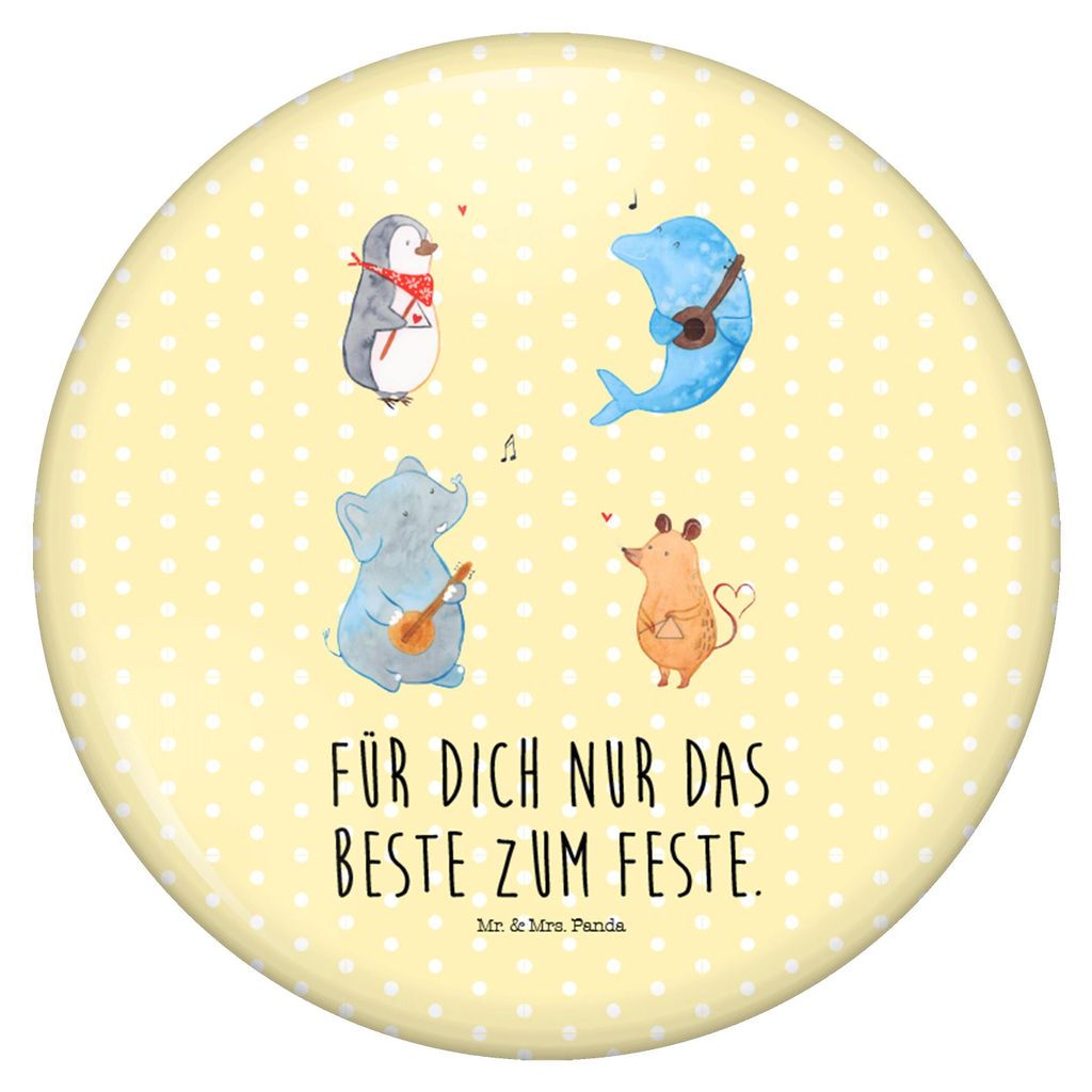 Mr. & Mrs. Panda Pin Big Band - Gelb Pastell - Geschenk, Button, Plakette, Pinguin, Musik, Lustige Sprüche, Anstecker, Hund, Maus, Delfin, Badge