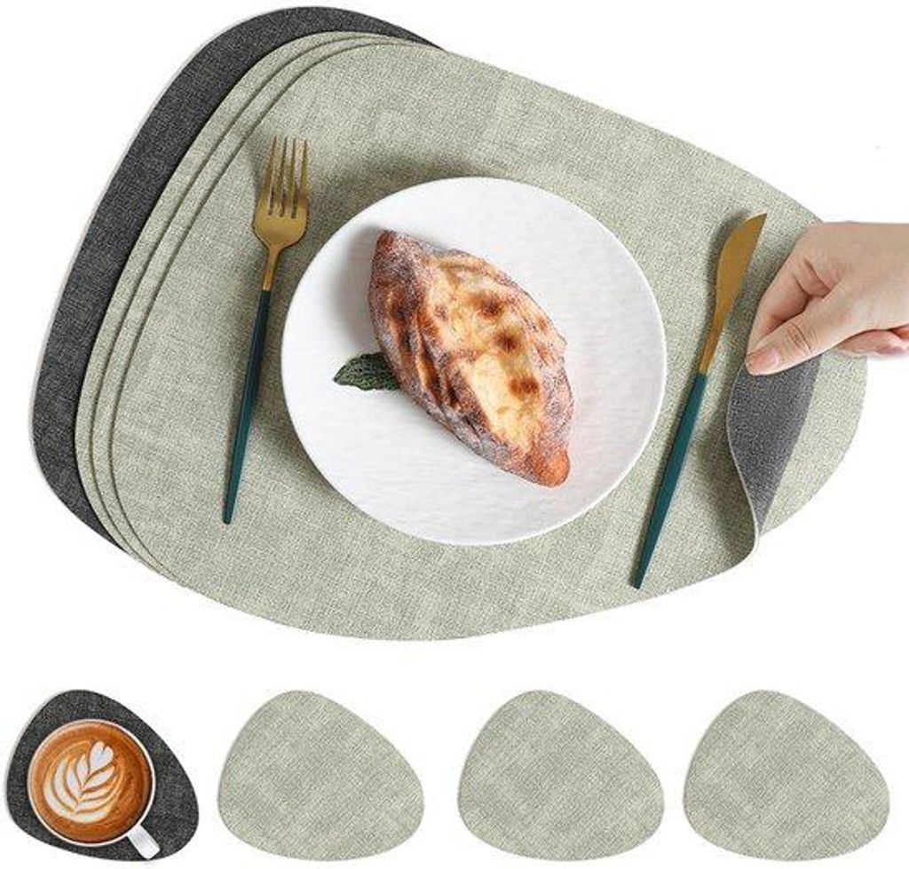 Antislip-Placemat, wasbare, 42x34cm, Lichtgrün, dubbelzijdig, wasserbeständig