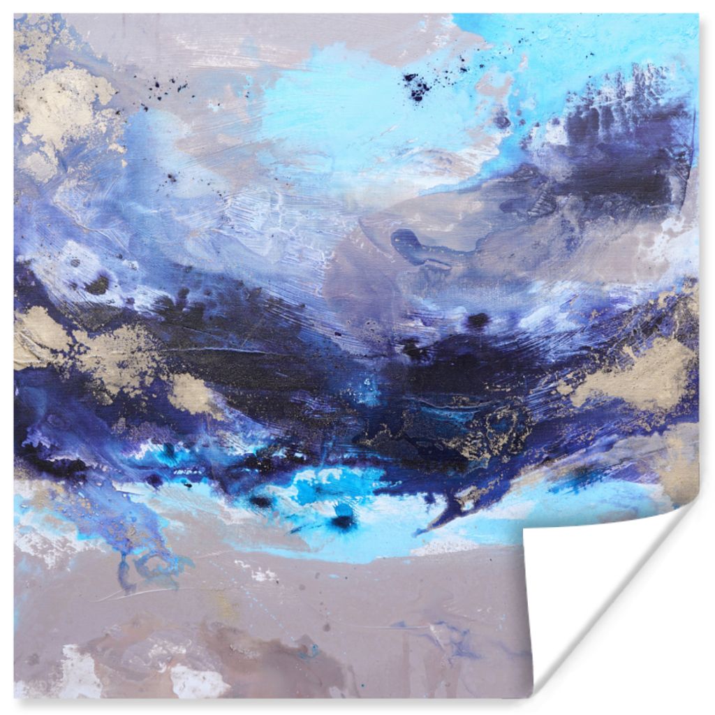 MuchoWow Poster Blau - Grau - Kunst - Abstrakt - Farbe 30x30 cm - Wandposter - Printing