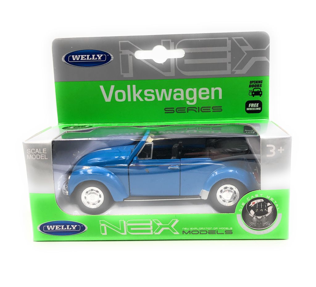 Onwomania Modellauto VW Käfer Beetle CabrioBlau Auto Mst. Produktbild 4
