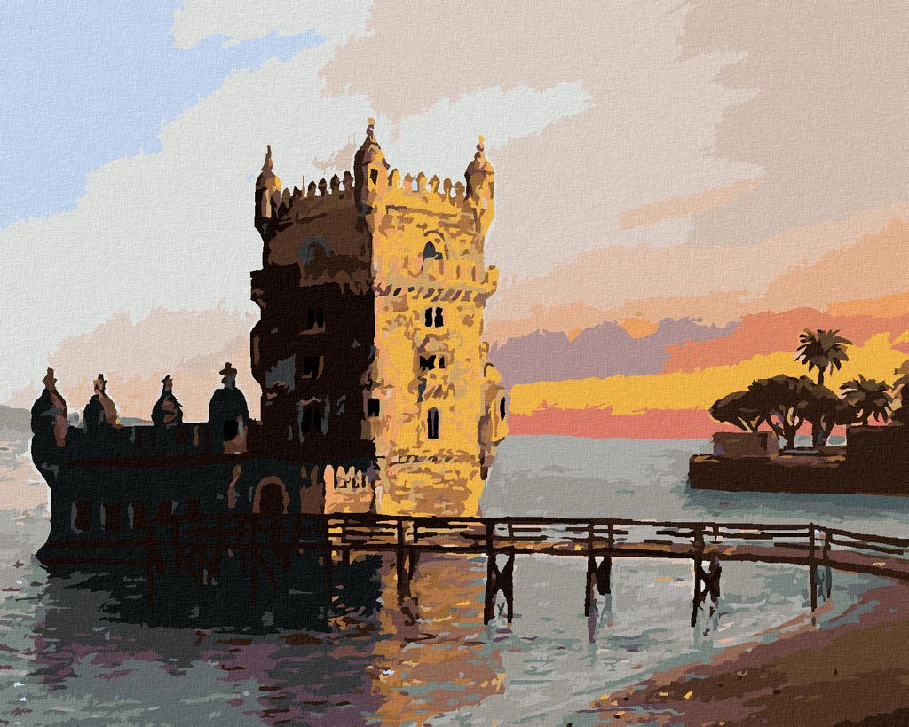 Zuty - Malen nach Zahlen - DER TURM IN LISABON, 40x50 cm, Produktbild 