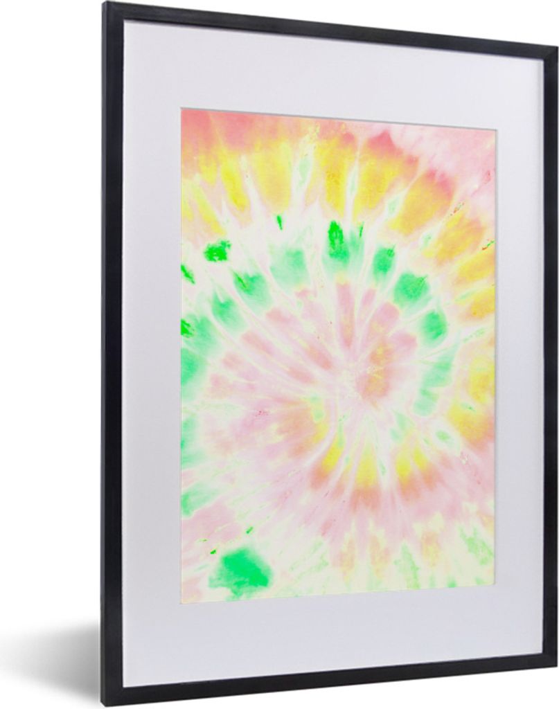 MuchoWow Gerahmtes Poster Sommer - Krawattenfärbung - Rosa 30x40 cm - Poster mit Schwarzem Bilderrahmen Wandposter Rahmen Foto Bilder - Wandpost...