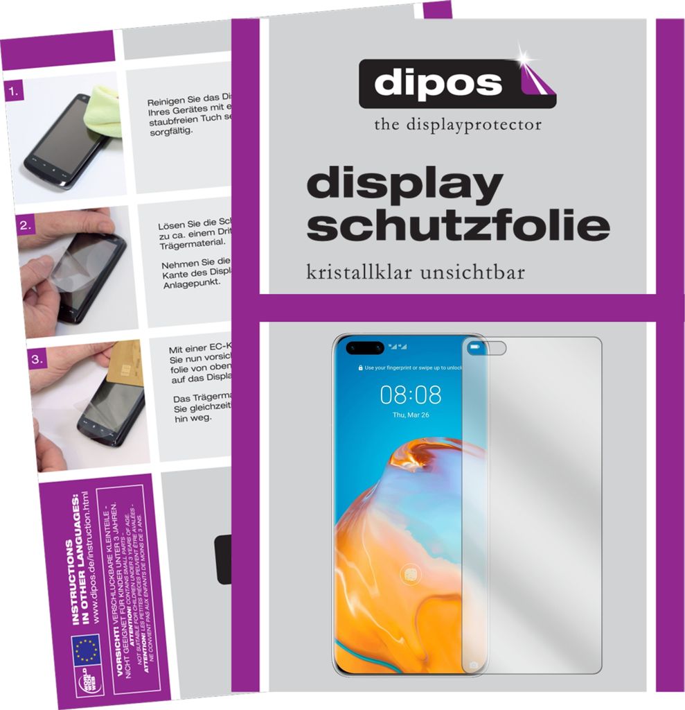 2x Schutzfolie für Huawei P40 Pro Plus klar Displayschutzfolie Folie Display Schutz dipos