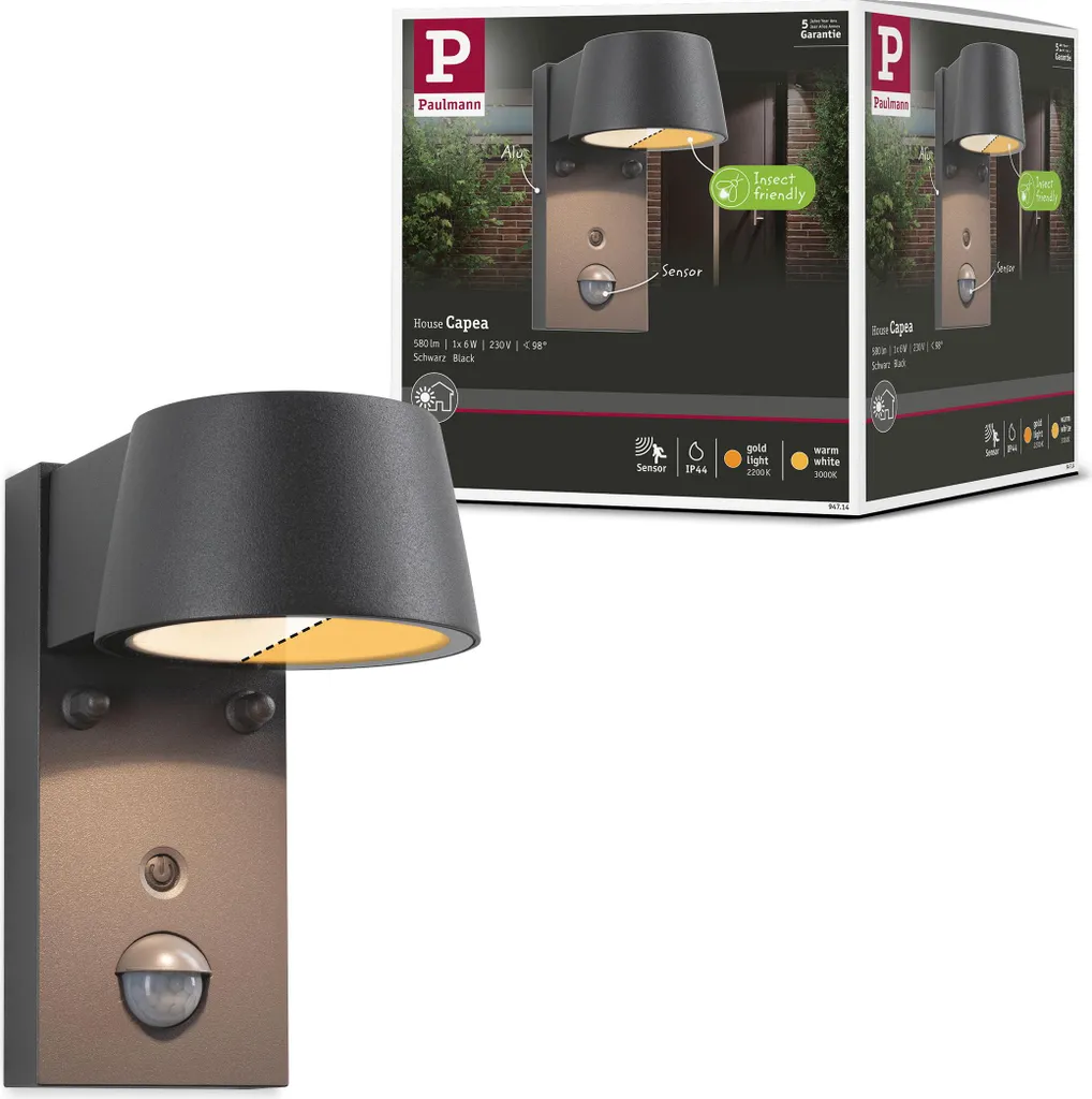 Applique LED Outdoor Paulmann Capera: Design Antracite e Luce Gold 2200K