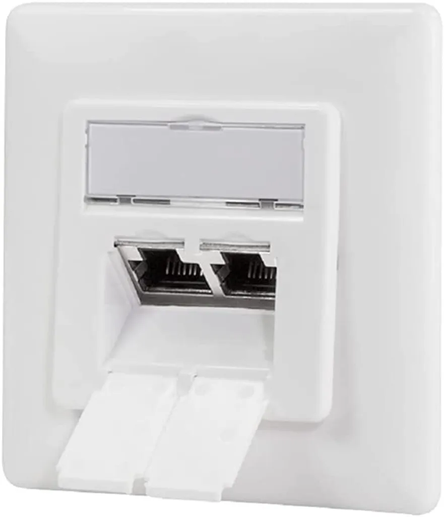 Logilink NP0016A Prise Réseau Cat.6A Blindée 2x RJ45 Encastrable Blanc