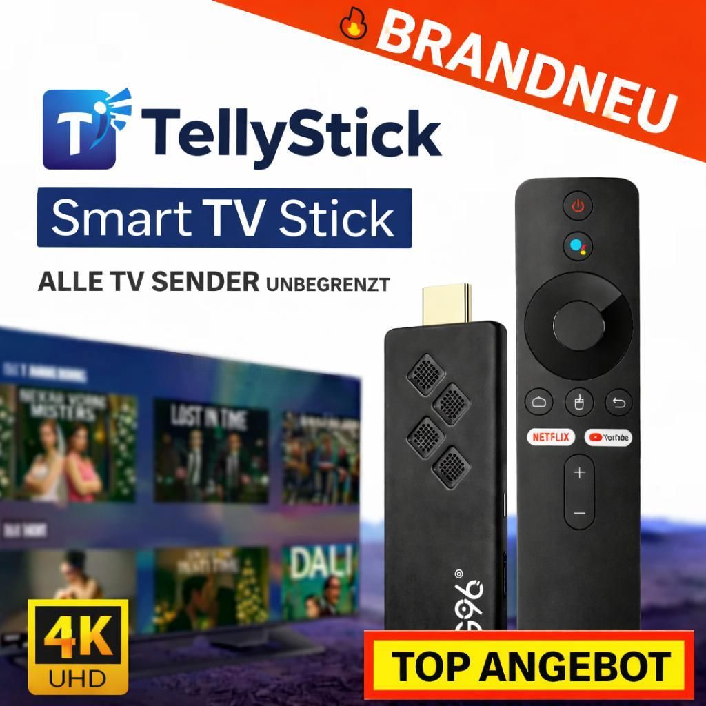 TellyStick Smart TV Stick - 4K HDMI Streaming Gerät alle TV Sender unbegrenzt