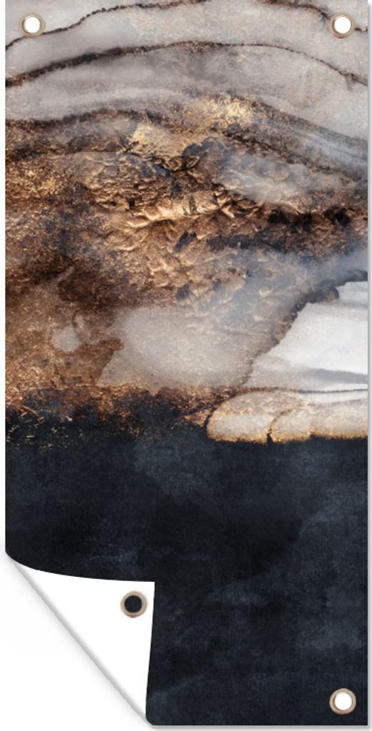 MuchoWow 30x60 cm Outdoor-Poster Gartendeko Sichtschutz Garten Poster für den Garten Sturm - Gold - Abstrakt