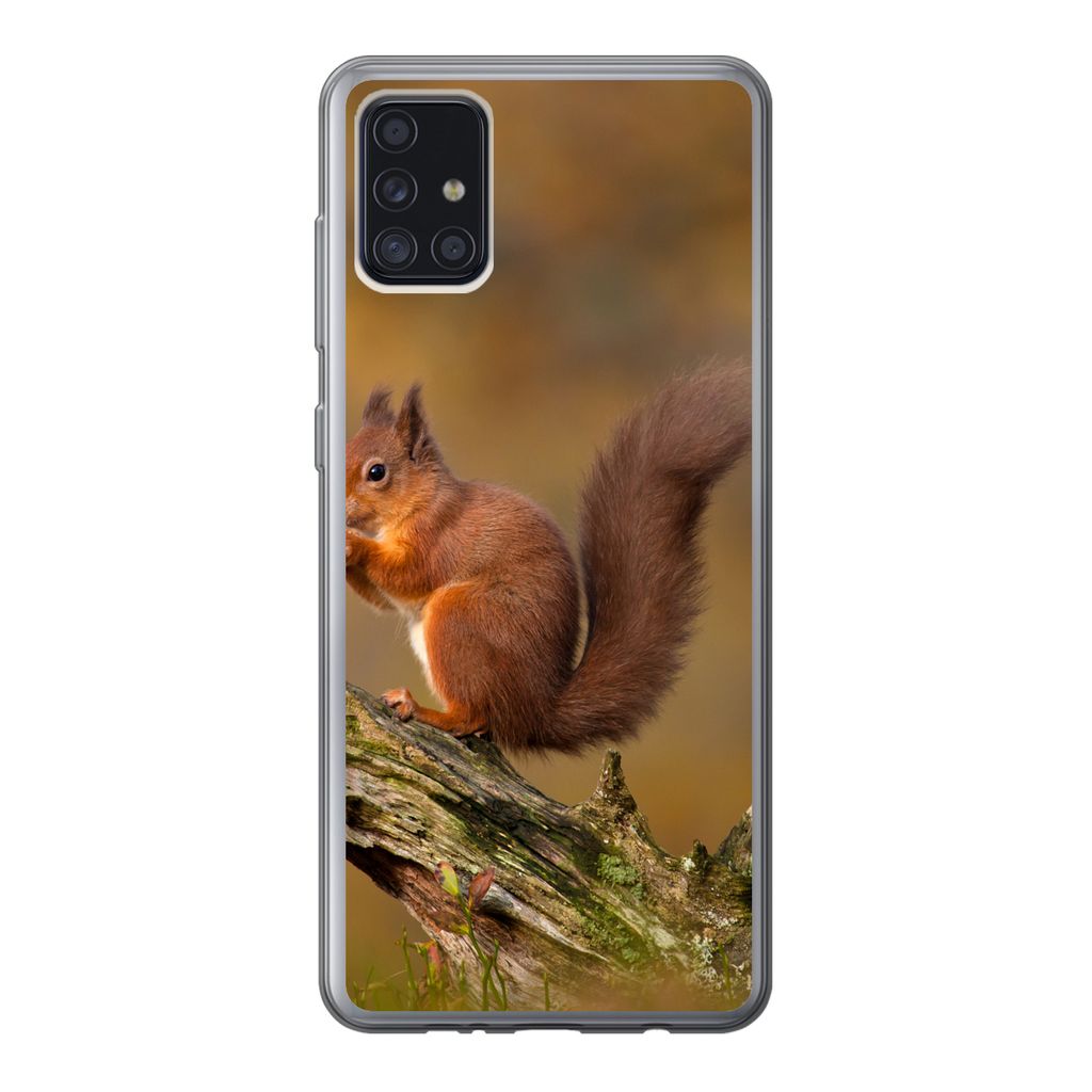 MuchoWow Handyhülle Schutzhülle Hülle für Samsung Galaxy A52 5G Eichhörnchen - Baumstamm - Wald Silikon Softcase Handy Hülle - Umschlag