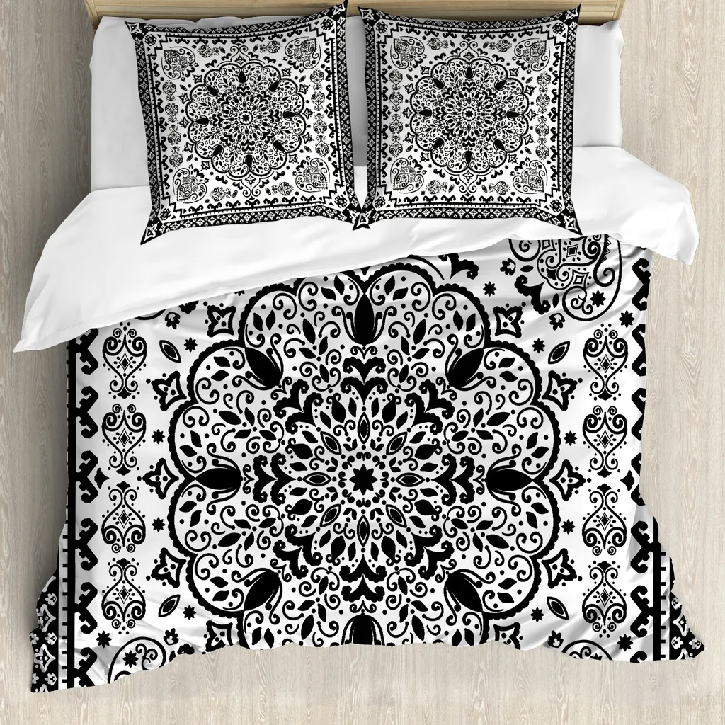 Set Copripiumino Matrimoniale Mandala Antracite ABAKUHAUS Antiacaro