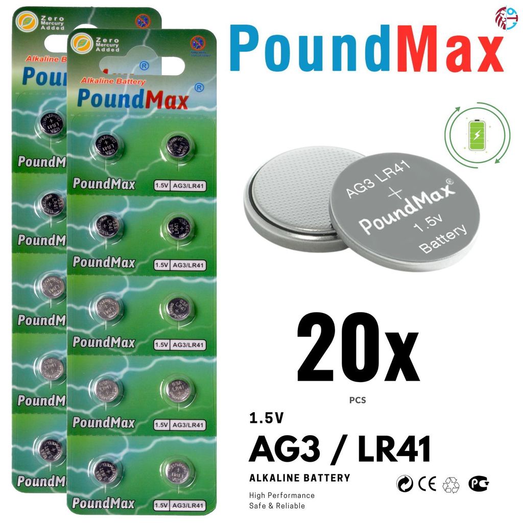 20x AG3 PoundMax Alkaline Knopfzelle/Uhren Produktbild 