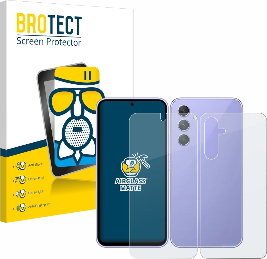 BROTECT Entspiegelungs Schutzglas für Samsung Galaxy A54 5G (Display+Rückseite) Schutzfolie Panzer Folie Glas Display Schutz matt