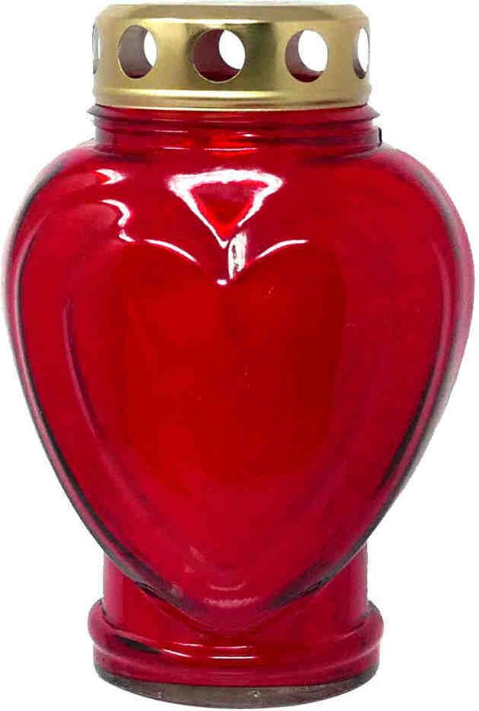 Grablampe Herz "Charles" H 17,5 cm, rot