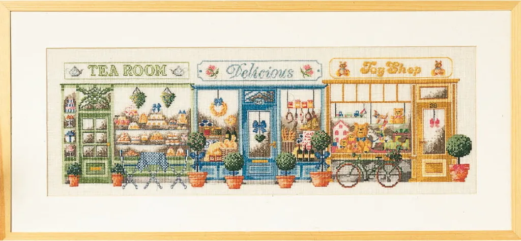 Broderie point de croix à compter motif ruelle vintage Permin 30x70