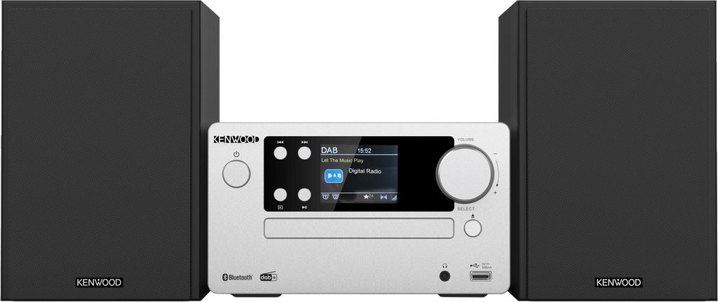 Kenwood M-725DAB-S silber | Micro HiFi-System mit CD, USB, DAB+ und Bluetooth Audio-Streaming