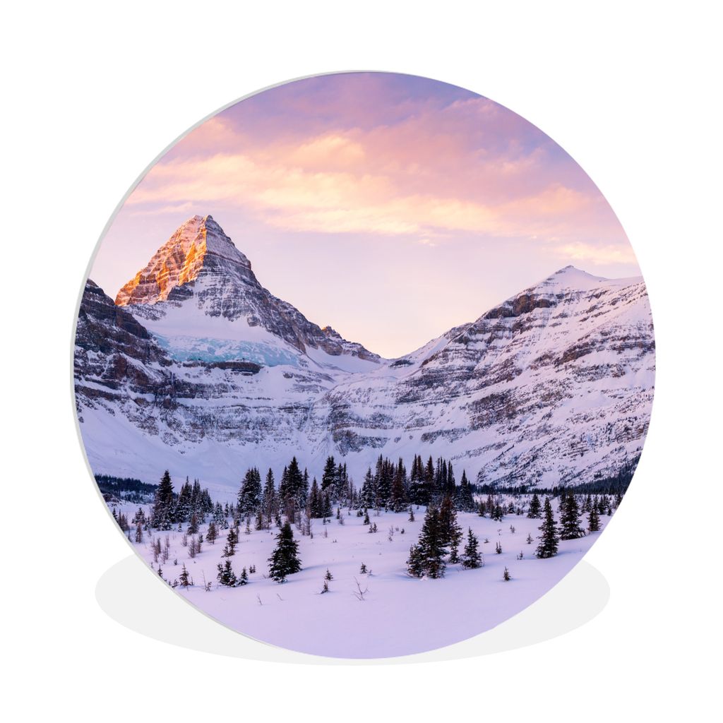 MuchoWow Rundes Wandbild - Runde Bilder Winterlandschaft im Banff National Park in Nordamerika Ø 90 cm Kreis Wanddekoration Kunststoff - Wandkre...