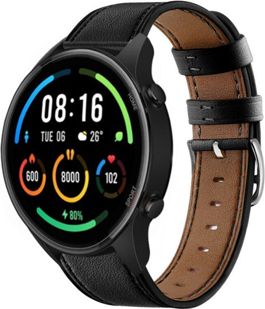 Strap-it Xiaomi Mi Watch Armband Leder (Eng Schwarz)