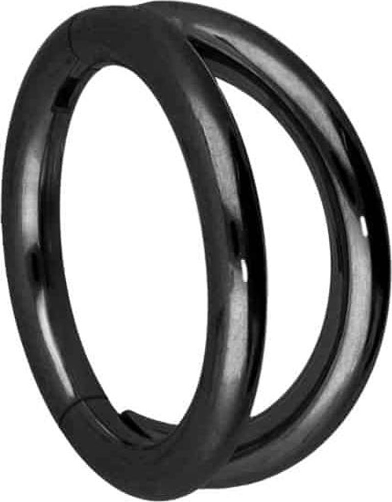 Ohrpiercing, Nasenpiercing, Septum Piercing Titan Segmentring Clicker 2 RINGE Schwarz Innendurchmesser: 6mm + Stabstärke: 1mm