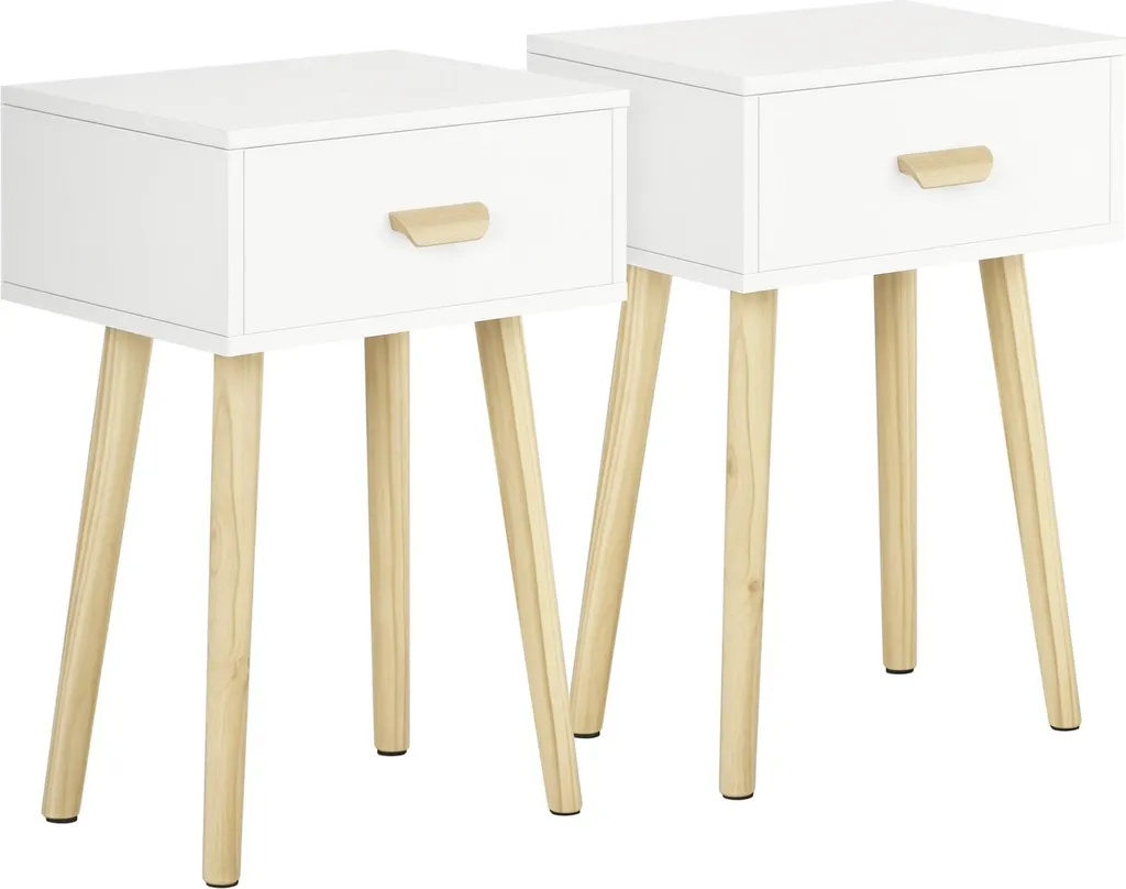Lot de 2 chevets blancs pour chambre d'adulte table de nuit bois 60cm
