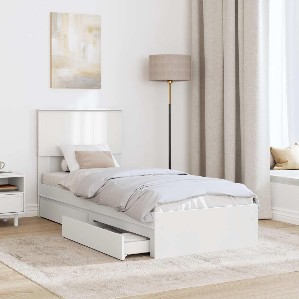 Langlebige Aufbewahrungsbett mit Kopfteil Weiß 75 x 190cm Holzwerkstoff - Möbel431673 - Klassische BettenJugendbett Tagesbett