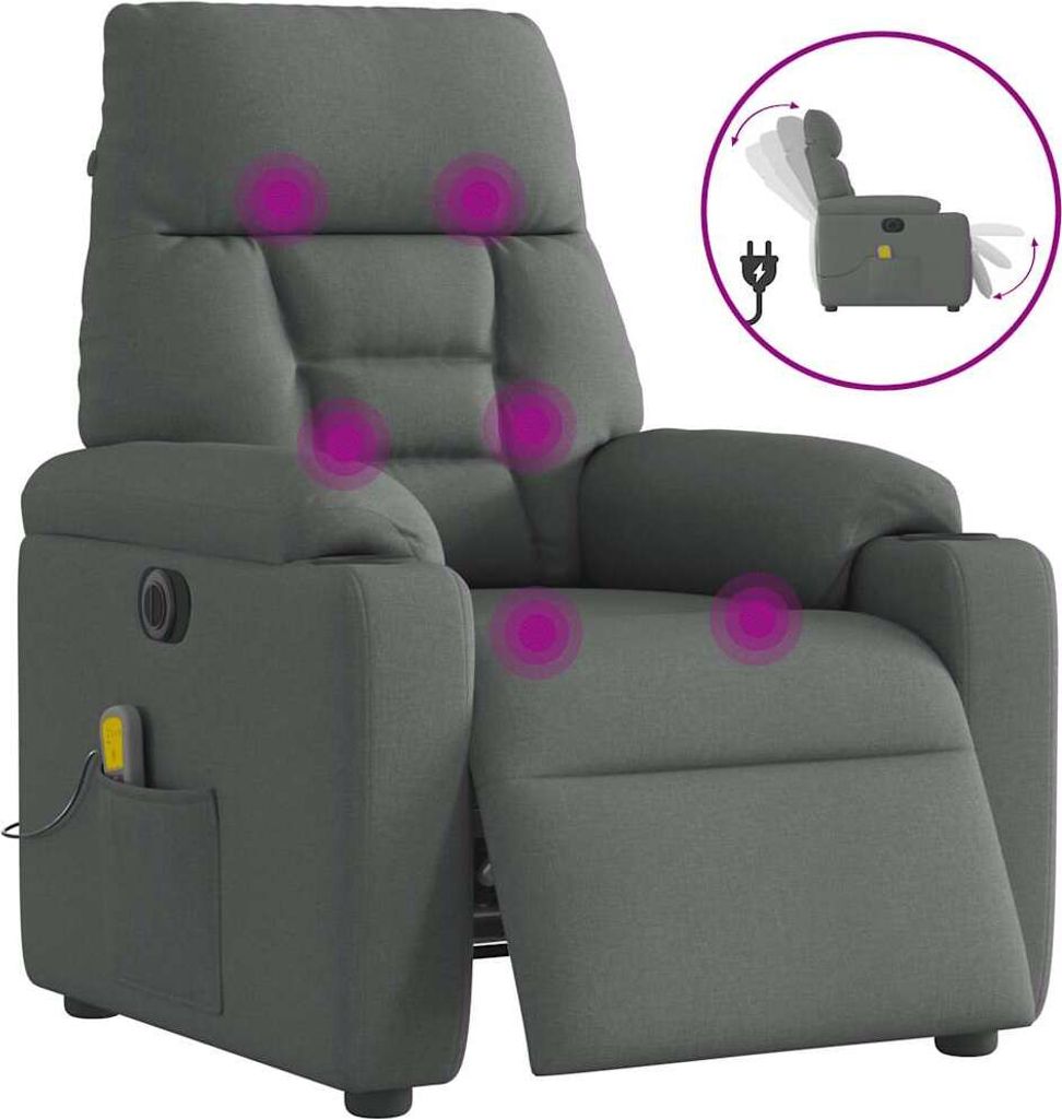 "Januar-Aktionen" Massagesessel Elektrisch Dunkelgrau Stoff - Fernseh- & Relaxsessel CC120