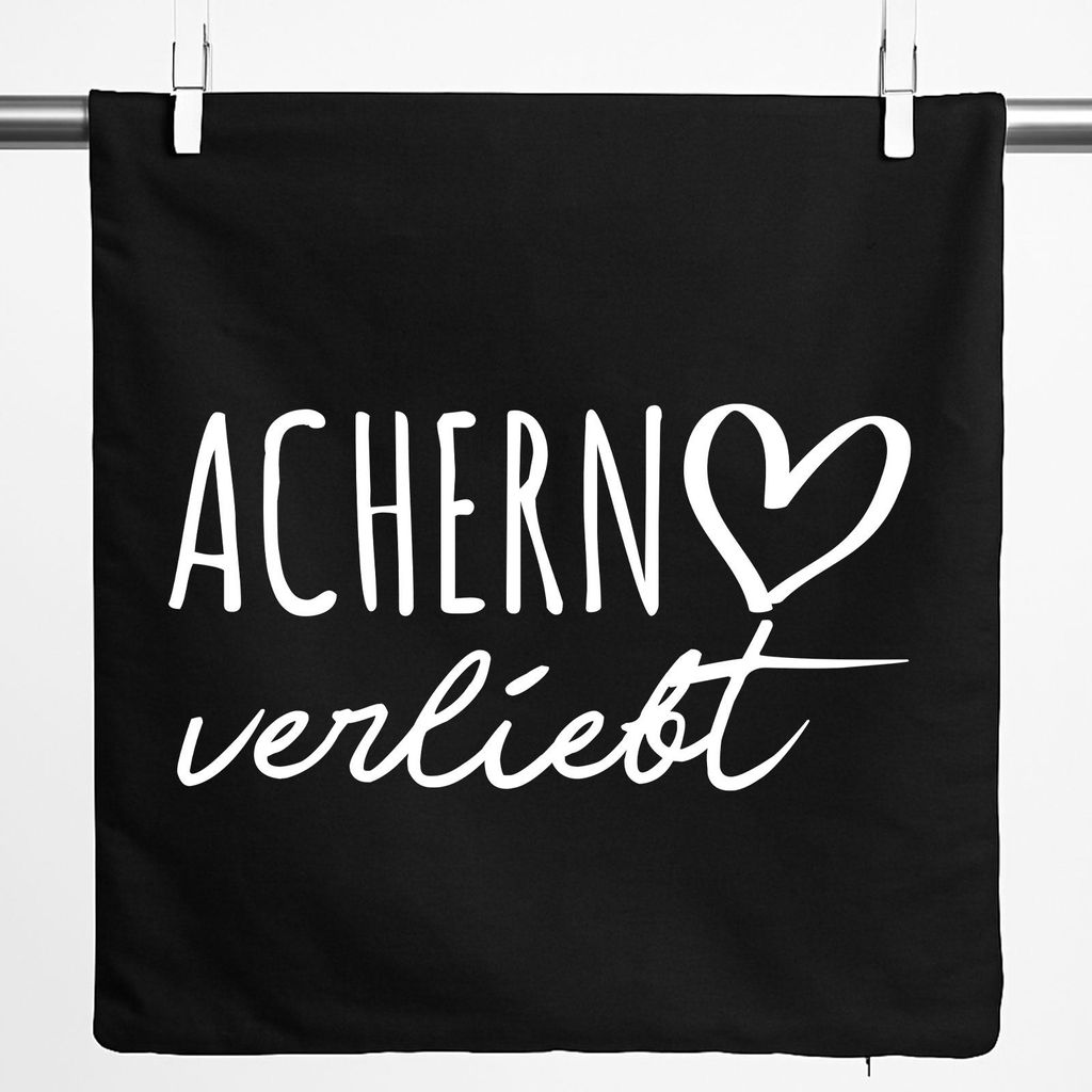 Huuraa Kissenbezug Achern verliebt 40x40cm Black Baumwolle Dekokissenbezug Geschenkidee