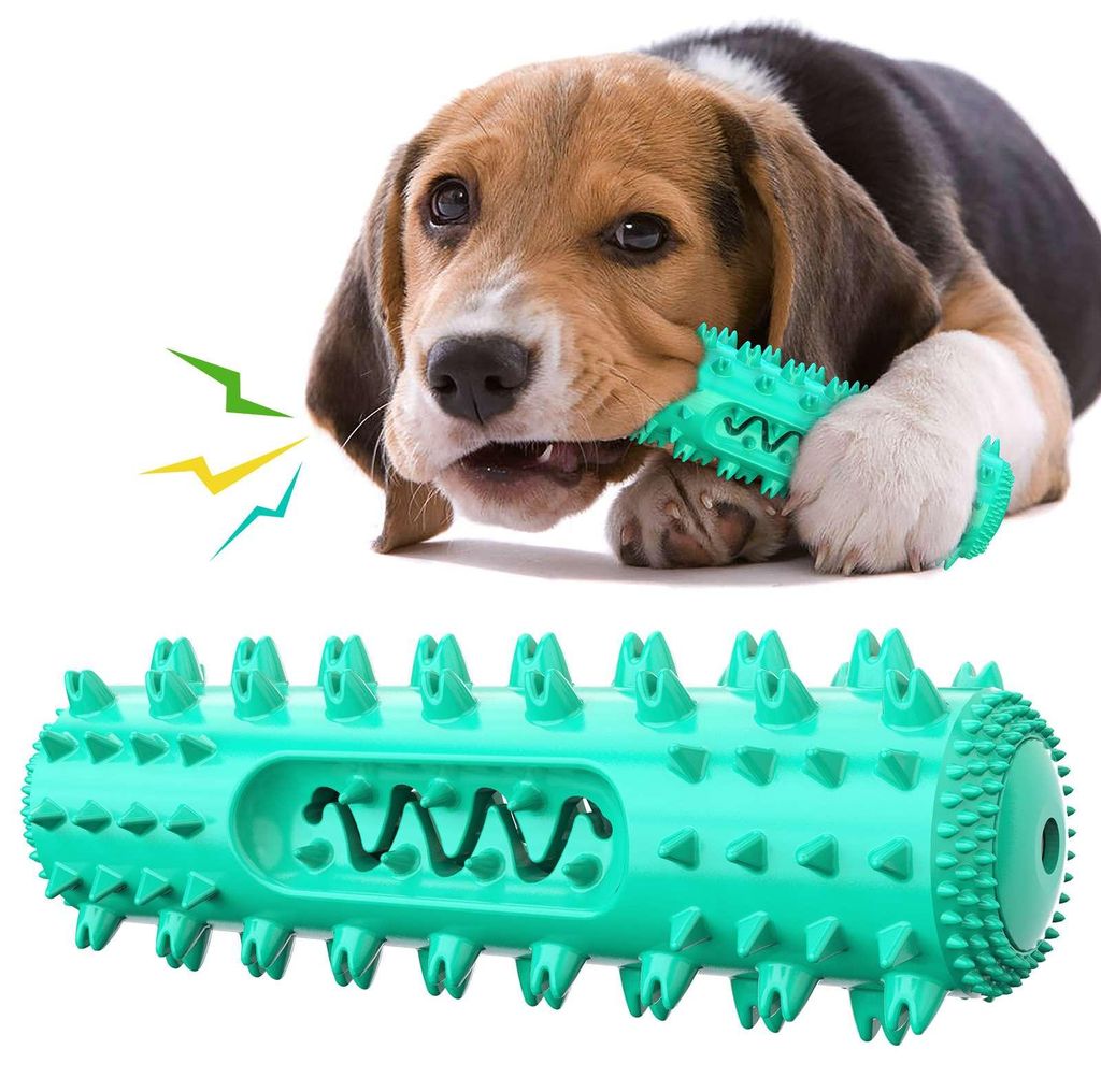 ZELURXX Hunde Kauspielzeug mit Stimme, Zahnbürste, TPR, Kaustange, interaktives robustes Hundespielzeug für Reinigung & Zahnpflege, langlebig, Blau