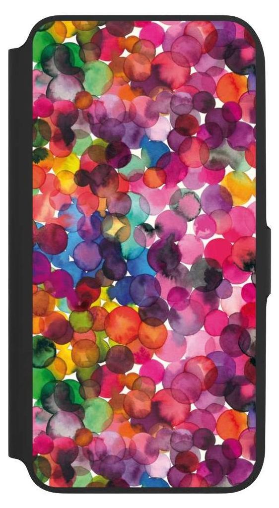 NIVOCASE Klapphülle für Samsung Galaxy A16 5G Handyhülle aus Kunst Leder NIVOflip schwarz Punkte Wasserfarbe bunt