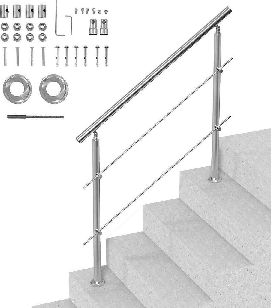 47.2in Handrails for Outdoor Steps 2 Crossbars Staircase for Porch Deck
