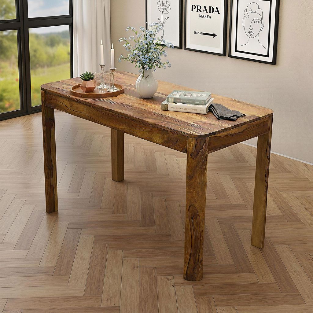 FineBuy Esstisch Sheesham Massivholz 120cm für bis zu 6 Produktbild 