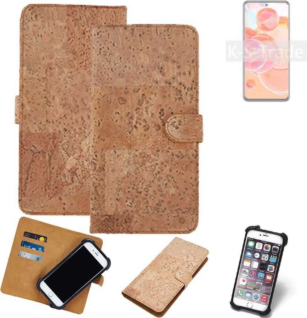 K-S-Trade Hülle kompatibel mit ZTE Blade V40 Pro Kork Handyhülle Cover Schutzhülle TPU Case Bumper in Hellbraun, (1x)