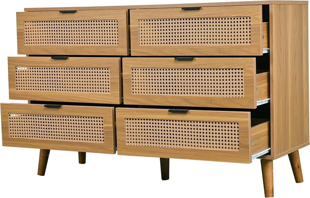 Grand buffet de rangement pour salon - Meuble haut néoclassique 6 tiroirs