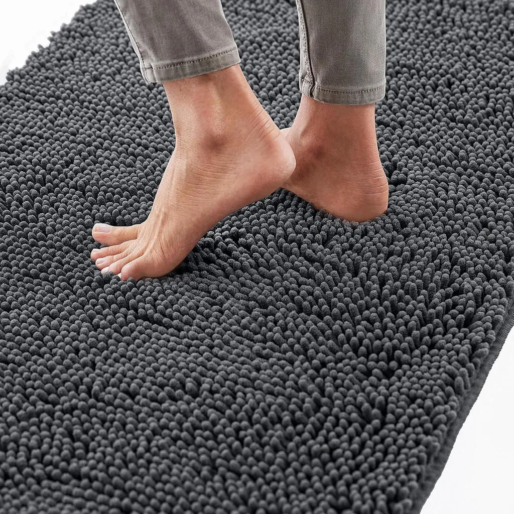 Tapis de bain anti-glisse en chenille 40x60 cm fin pour sous porte