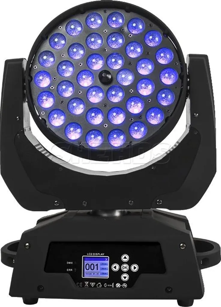 Projecteur Zoom 10-60 Degrés 36x18W RGBWA+UV avec Variateur Précis