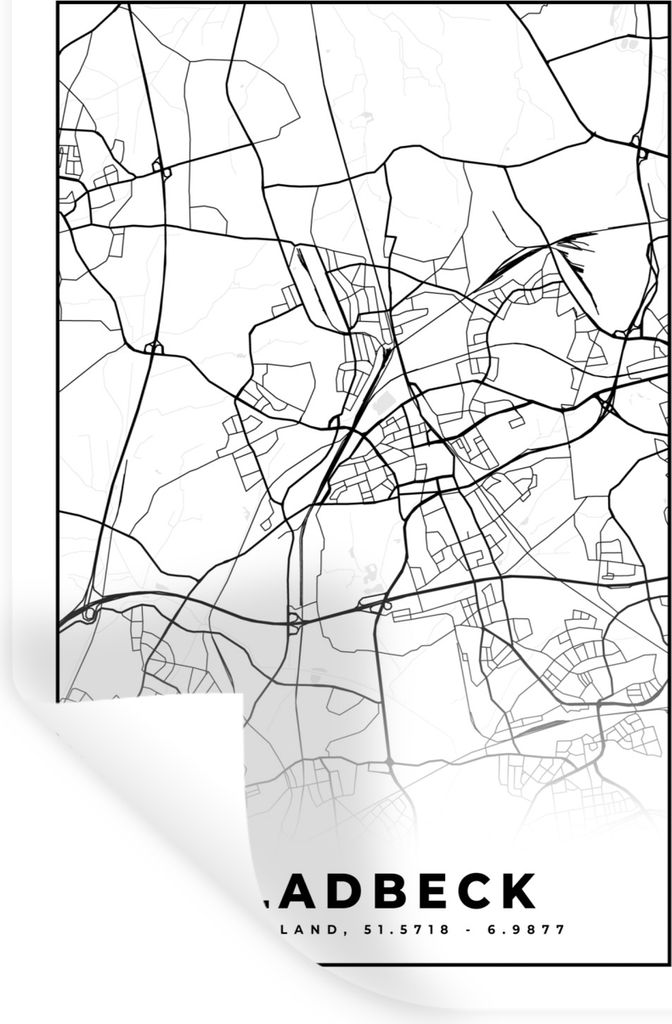 MuchoWow Wandtattoo Wandsticker Wandaufkleber Karte - Stadtplan - Gladbeck - Karte 60x90 cm Selbstklebend und Repositionierbar - Sticker - Dekorf...