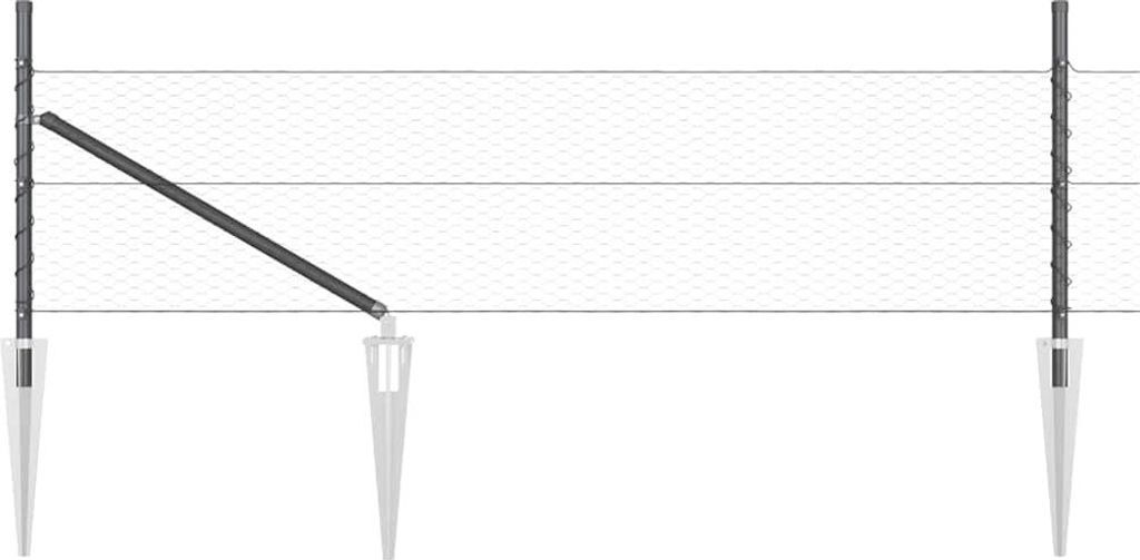 vidaXL Zaunpfosten Grau 100 x 0,8 m (25 mm Gitter) Stahl und PVC