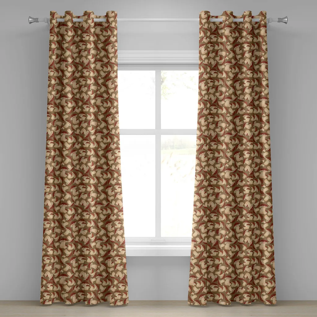 Rideau à œillets ABAKUHAUS Champignons Cèpes Vintage 280x245 cm Beige