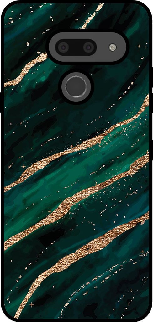 Smartphonica Telefon Fall geeignet für LG G8 ThinQ mit Marmor Druck - TPU zurück Abdeckung Fall Marmor Design - Grün Gold