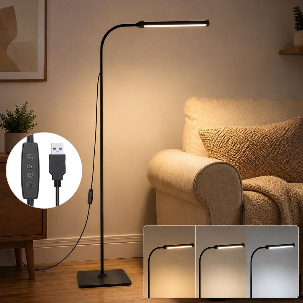 Stehlampe Dimmbare LED Stehleuchte für Wohnzimmer 140cm Produktbild 