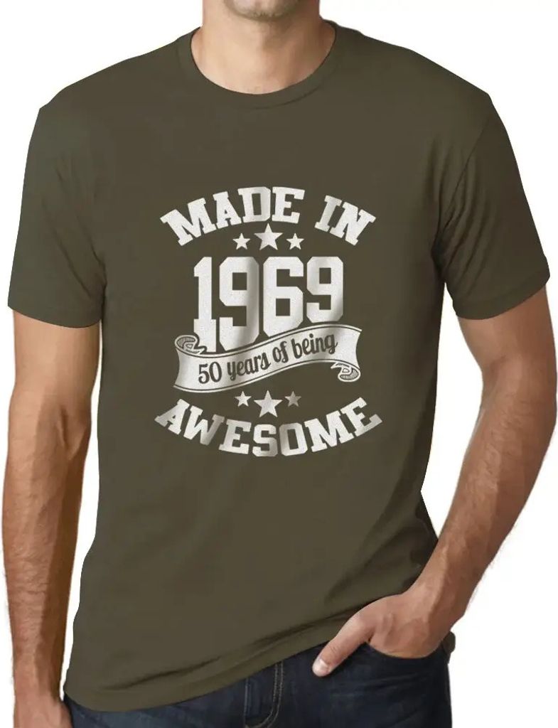 Herren Grafik T-Shirt Hergestellt 1969 – 1969 – Geschenk 55. Geburtstag Jahrestag 55 Jahre Jubiläum 55 Jährige Mann Jahrgang 1969 Kurzarm