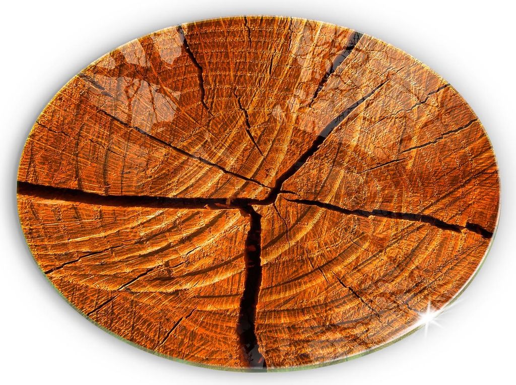 Grabkerze Untersetzer Glastafel Gummifüße Motiv - 30 cm - Holzstammstruktur
