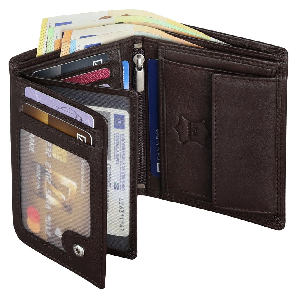 Leder Geldbörse Herren Portemonnaie RFID Hochformat Produktbild 